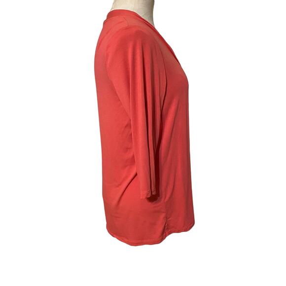 J. Jill Wearever Collection Open Front 3/4 Sleeve Cardigan Sweater Coral Size M - Picture 3 of 7